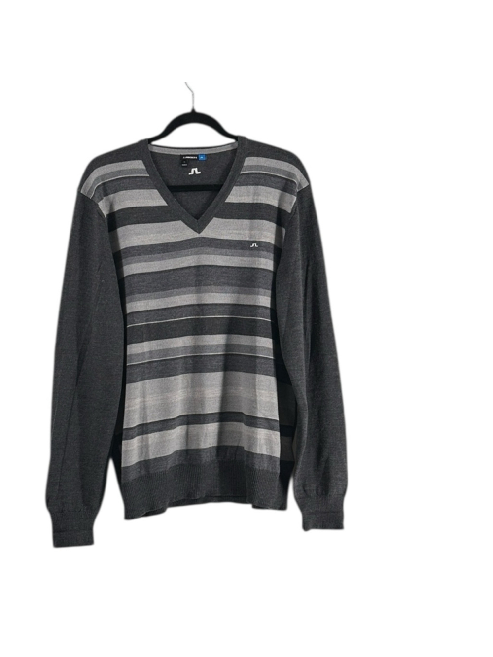J.Lindeberg wool sweater Charcoal Gray v neck golf luxury classic sz xl